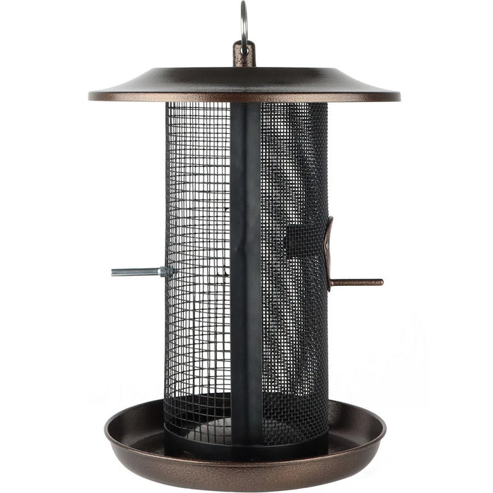 Bird feeder with mesh design on a white background
