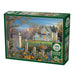 Cobble Hill Puzzle of a painting of a house with birds and flowers in a garden