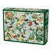 Jigsaw puzzle box with butterfly and floral design on a white background