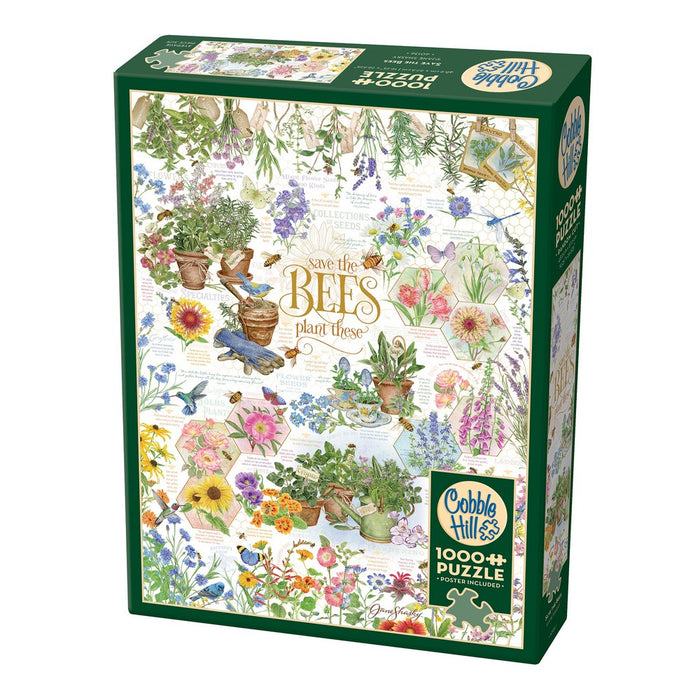 Cobble Hill puzzle box with floral and gardening design on a white background
