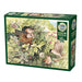Jigsaw puzzle box featuring birds and a nest on a green background
