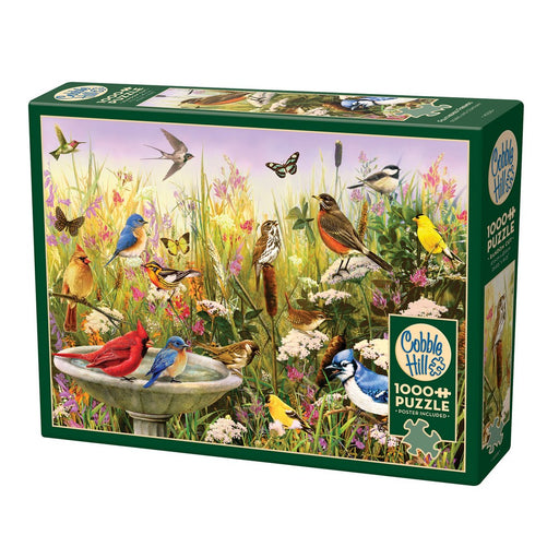 Cobble Hill 1000-piece puzzle box with bird illustration on a white background