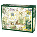 Cobble Hill puzzle box with nature-themed design featuring animals and flowers.