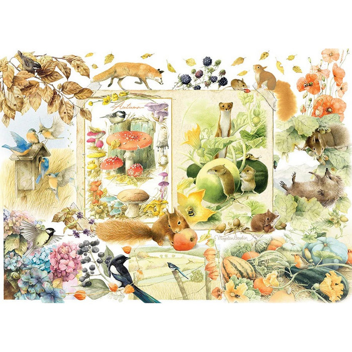 Illustration of forest animals and nature elements on a white background