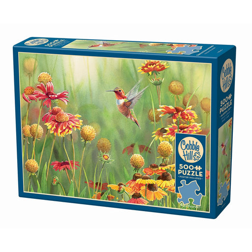 Cobble Hill puzzle box with a hummingbird and flowers design