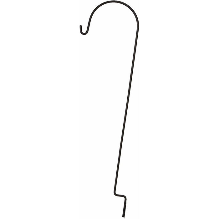 Black metal shepherd's hook on a white background