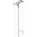 Black metal garden stake with bird design on a white background