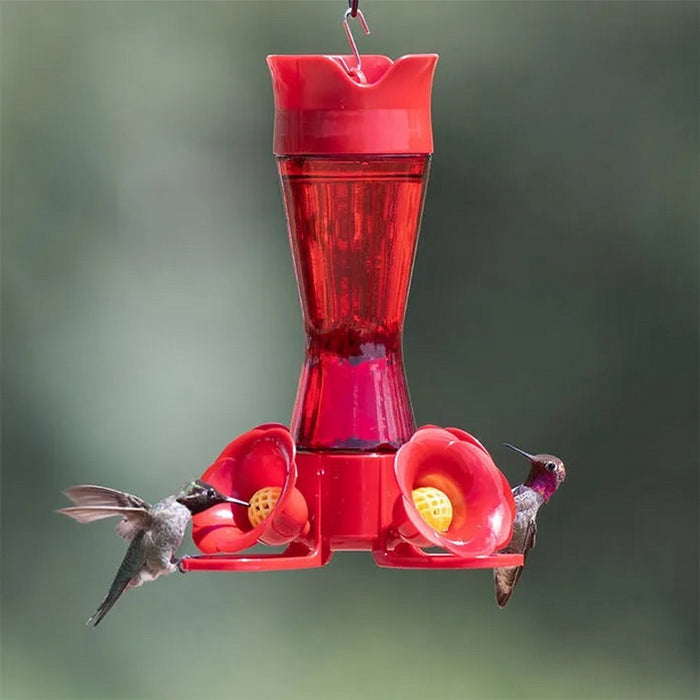 Pinch Waist Red Glass Hummingbird Feeder