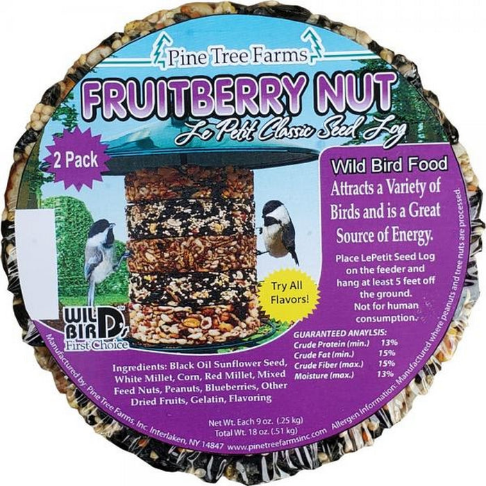 Pine Tree Farms Fruitberry Nut bird seed package on a white background