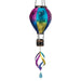Colorful glass wind chime with hanging design on a white background
