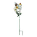 Decorative garden stake with flowers and a bee on a white background