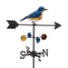 Decorative weather vane with a bluebird on top against a white background