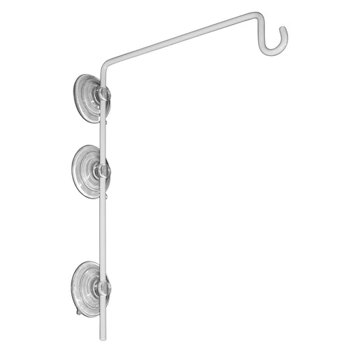 Metal curtain rod with suction cups on a white background