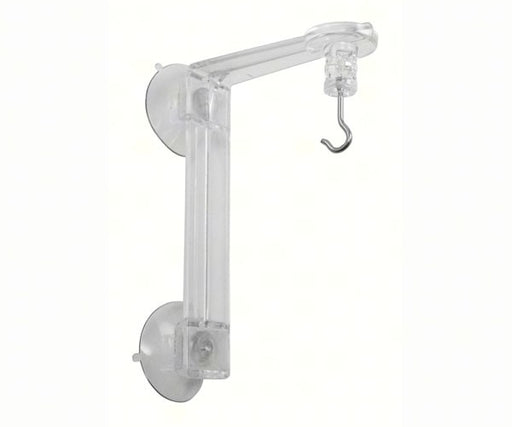Clear plastic wall mount with a hook on a white background