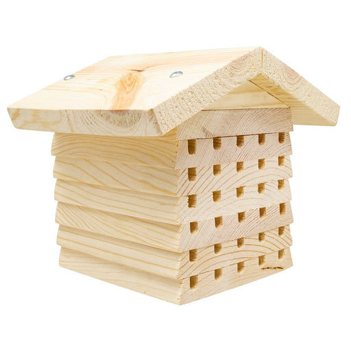 Wooden bee house on a white background