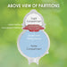 Diagram of a bird feeder with labeled compartments on a green blurred background