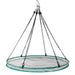 Round netting with green rim and black ropes on a white background