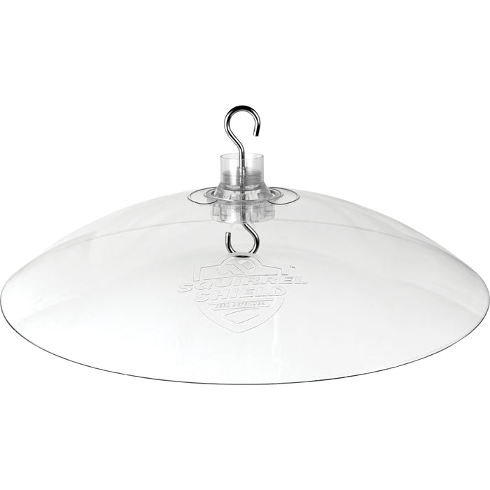 Clear plastic hanging lamp with a hook on a white background
