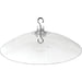 Clear plastic hanging lamp with a hook on a white background