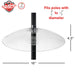 Squirrel Shield product with dimensions and pole size compatibility on a white background