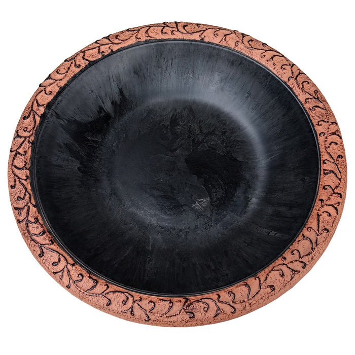 Black Fiber Clay Birdbath Bowl with Gloss Finish 19 IN by TDI Brands