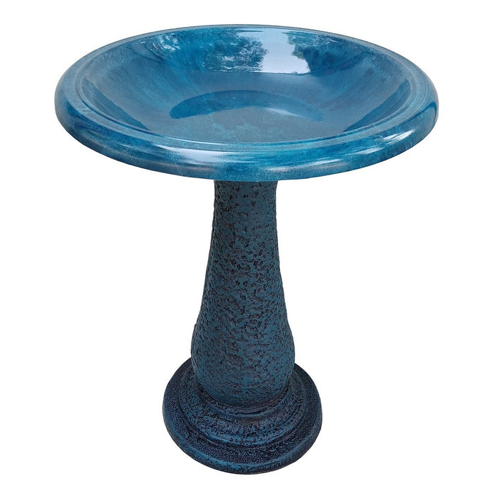 Navy Blue Fiber Bird Bath With Base 19 IN x 23.5 IN