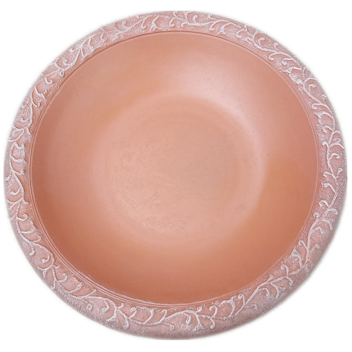 Terra Cotta Fiber Clay Birdbath Bowl with Gloss Finish & Matte Rim 19 IN by TDI Brands