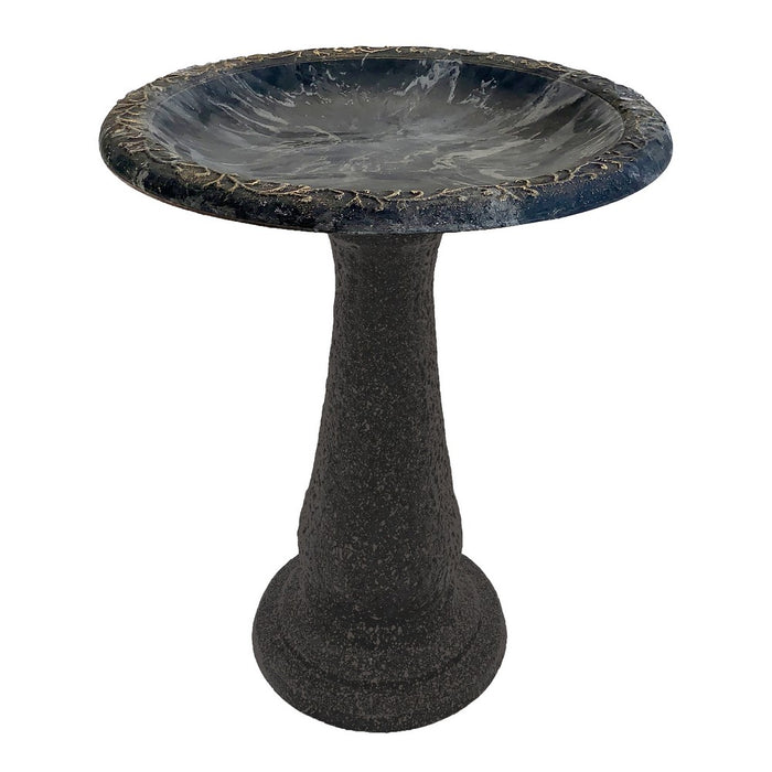 Grey Fiber Birdbath With Pedestal Base 19 IN DIA x 23.5 IN H