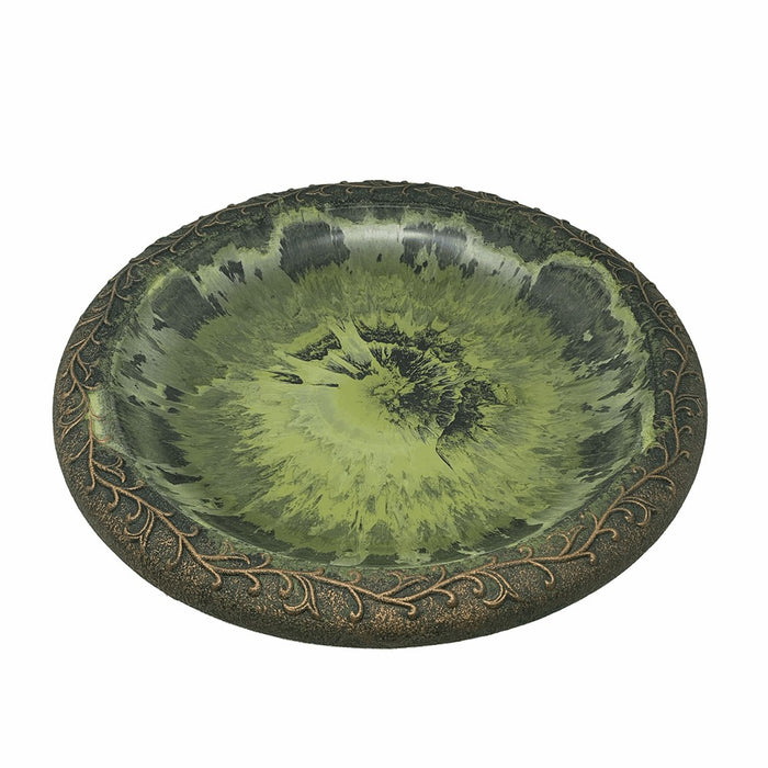 Light Green Fiber With Gloss Bowl Birdbath 20 IN 