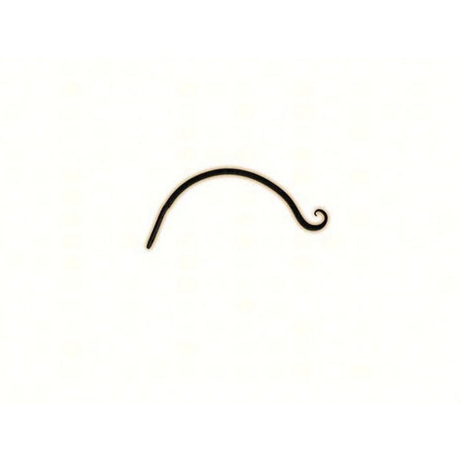 Curved metallic object on a white background