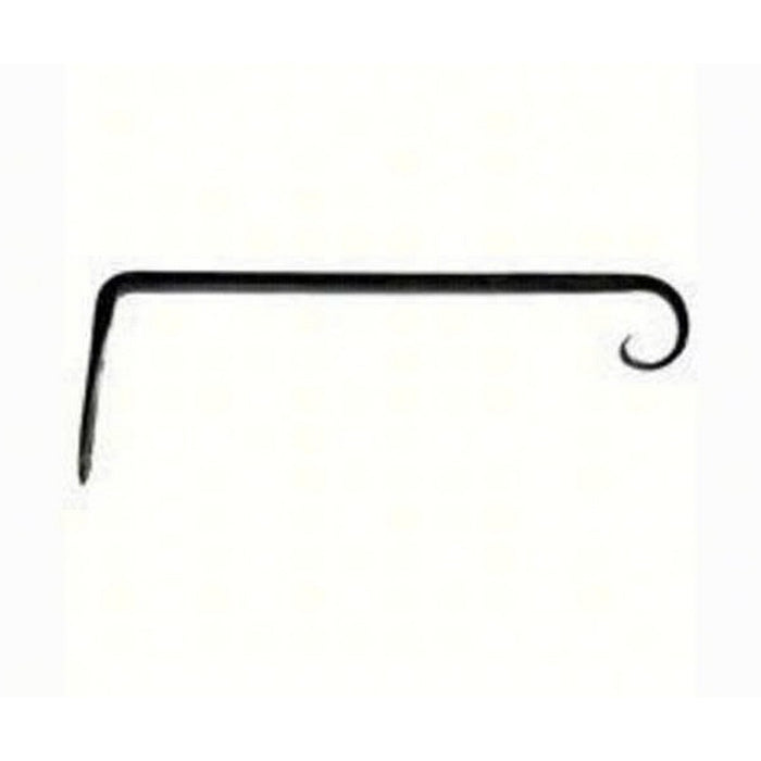 Black metal hook on a white background