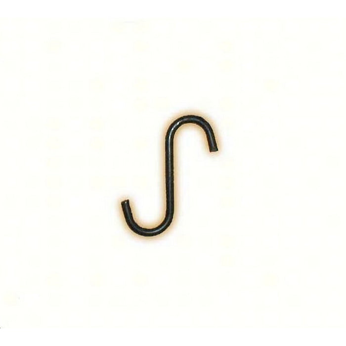 Black metal hook on a white background