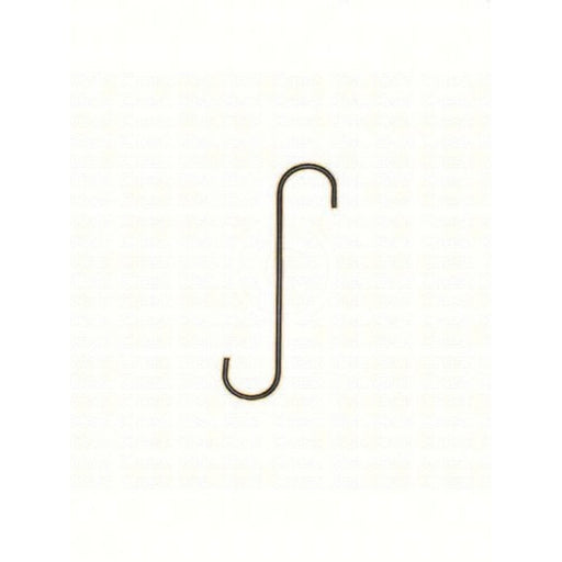 Black S-hook on a white background