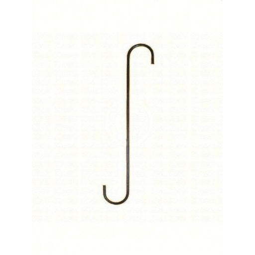Black S-hook on a white background