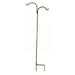 Black metal garden stand with dual hooks on a white background