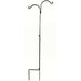 Black metal garden stand with two hooks on a white background