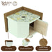 Beehive with floral design on top, featuring air vents, clean-out door, and solid wood construction, branded as Nature's Way.