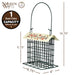 Bird feeder with floral design on a white background, featuring dimensions and 'Nature's Way' branding.