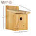 Wooden birdhouse with dimensions labeled on a white background, featuring 'Nature's Way' branding.