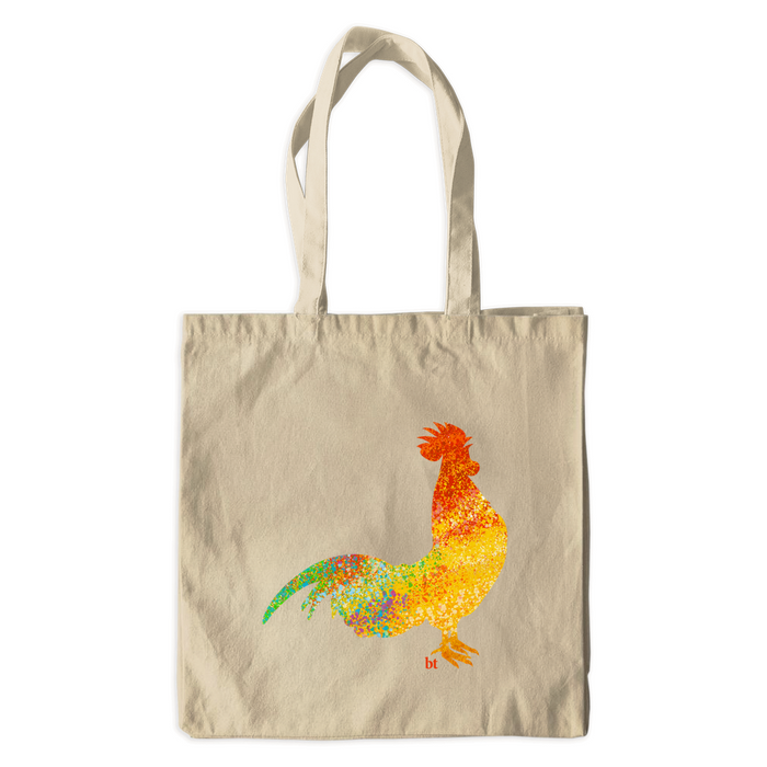 Canvas Crowing Rooster Tote Bag