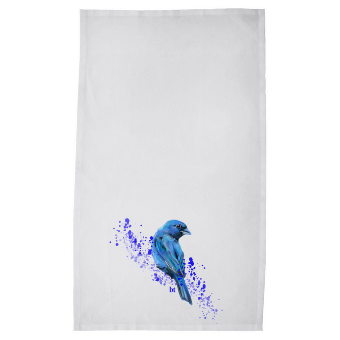 Watercolor Indigo Bunting Kitchen Tea Towel