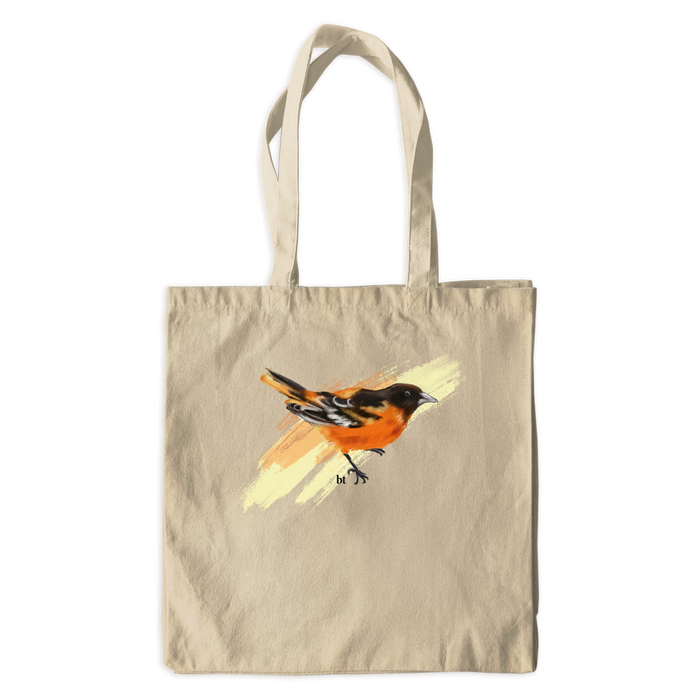 Canvas Painted Oriole Tote Bag