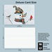 A product mockup showing a custom die-cut greeting card with a cartoon polar bear illustration. The card is displayed on a light blue background with text indicating 'Deluxe Card Size' and 'Custom Polar Bear Card'.