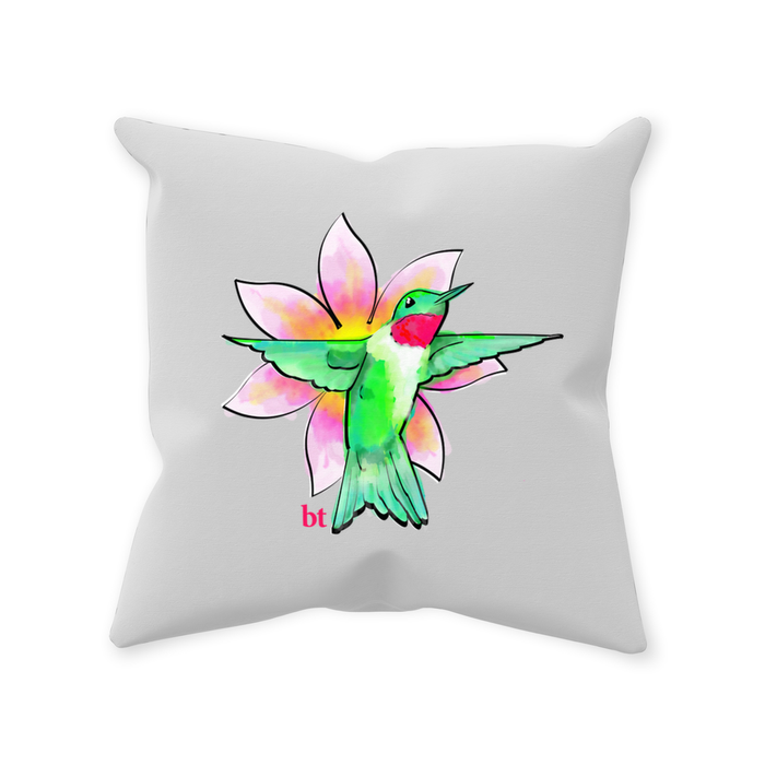 Throw Pillow Poly Fiber Double-Sided Coloring Book Hummingbird Design 14 IN