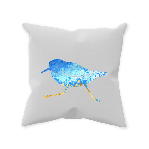 Throw Pillow Poly Fiber Double-Sided Spatter Sandpiper Design 14 IN