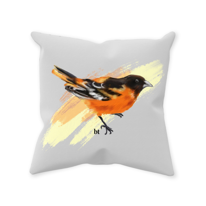 Throw Pillow Poly Fiber Double-Sided Painted Oriole Design 14 IN