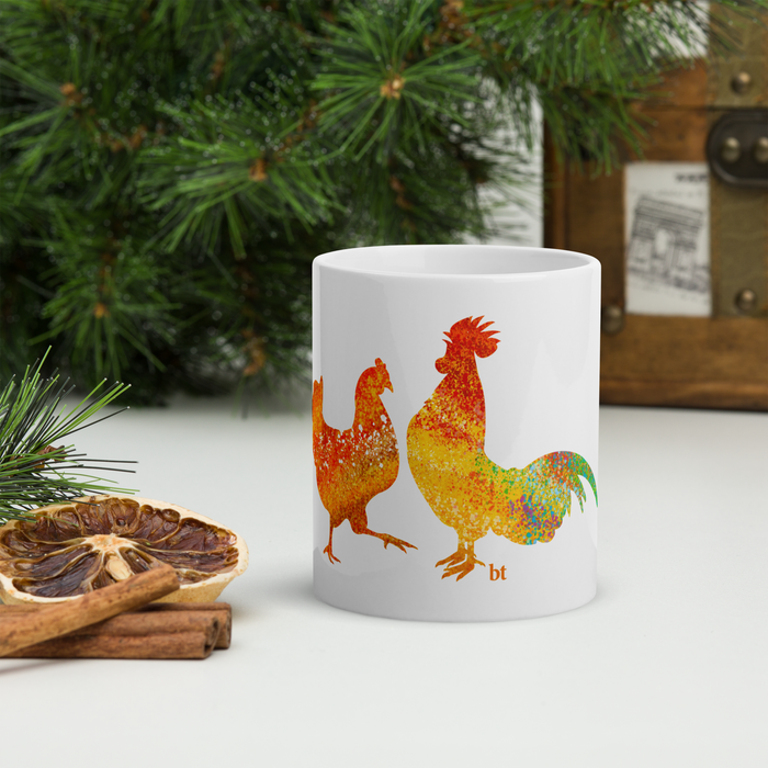Couple of Chickens White Glossy Mug