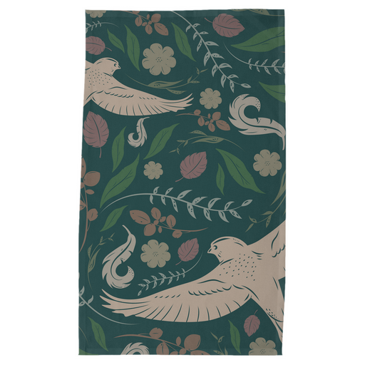 Birds And Bloom Green Boho Tea Towel