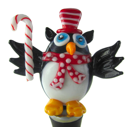 Christmas Owl With Candy Glass Bottle Stopper