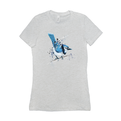 Bella + Canvas Women's Fit Cut Painted Bluejay Graphic T-Shirt